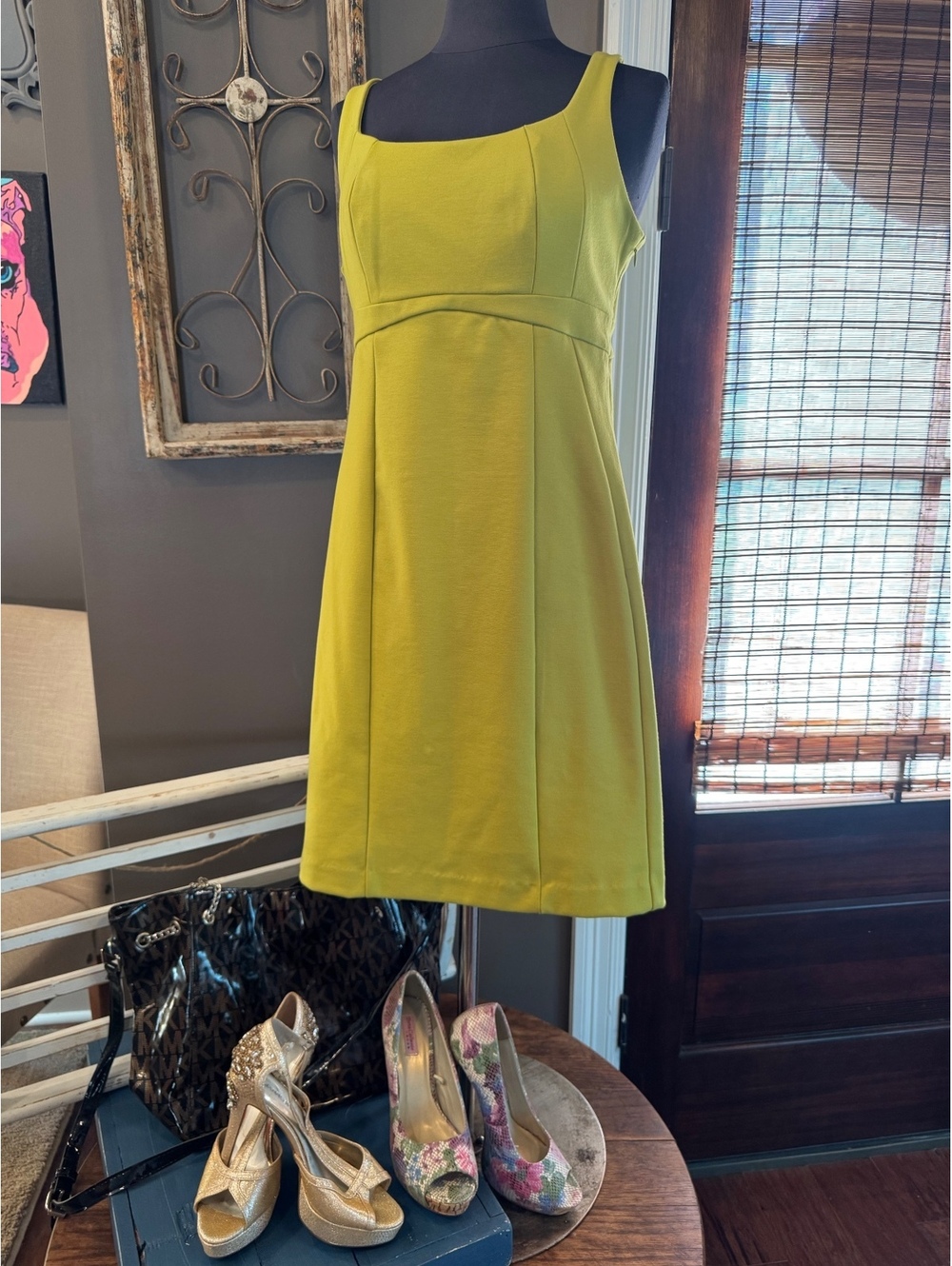 NY&co Women's Sleeveless Chartreuse Dress